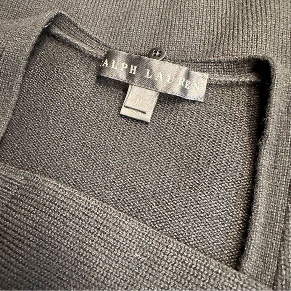 Ralph Lauren Black Cashmere Lamb Shearling Collar Cardigan Sweater - Picture 5 of 16